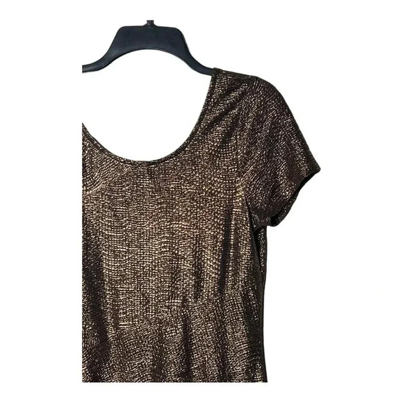 1500. FREE‎ PEOPLE MOONAGE DAYDREAM METALLIC TUNIC MINI DRESS SIZE MEDIUM BROWN - Picture 3 of 10